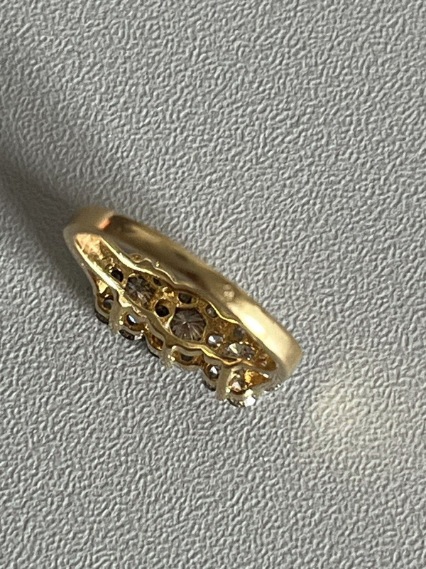 5208- Bague Jarretière Or Jaune Diamants