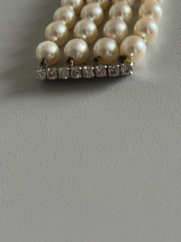 5329- Bracciale 4 fili di perle con barre di diamanti