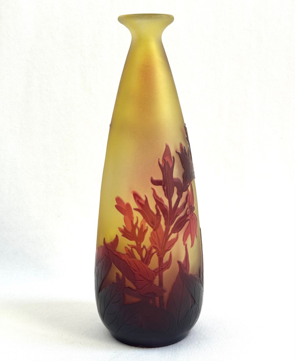 Gallé - Vase Decorated with Red Flowers