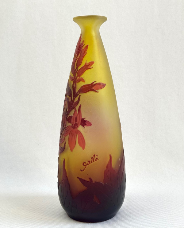 Gallé - Vase Decorated with Red Flowers