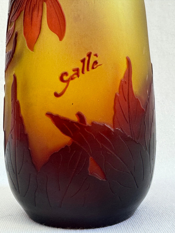 Gallé - Vase Decorated with Red Flowers