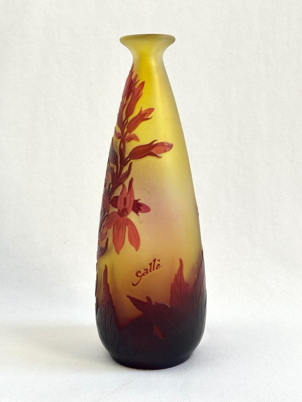 Gallé - Vase Decorated with Red Flowers