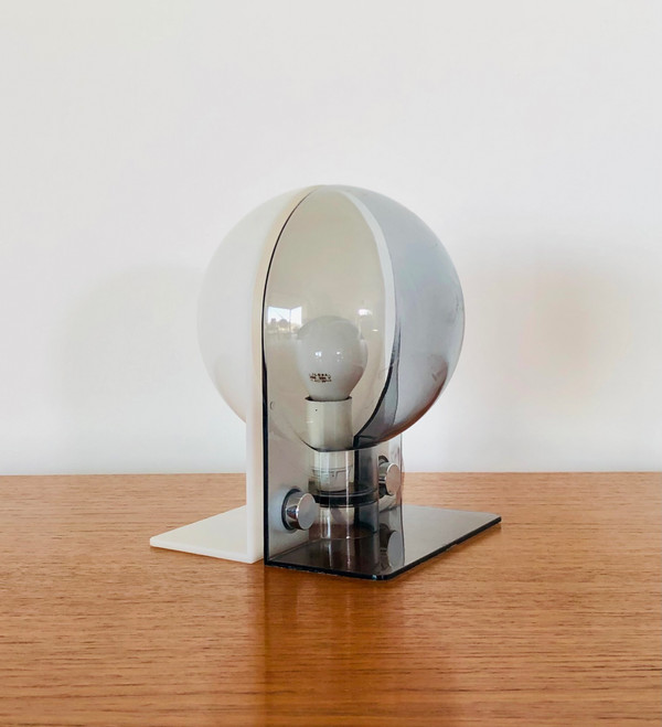 Lampada SIRIO bianco-grigia di Brazzoli & Lampa per Guzzini, Italia anni '70
