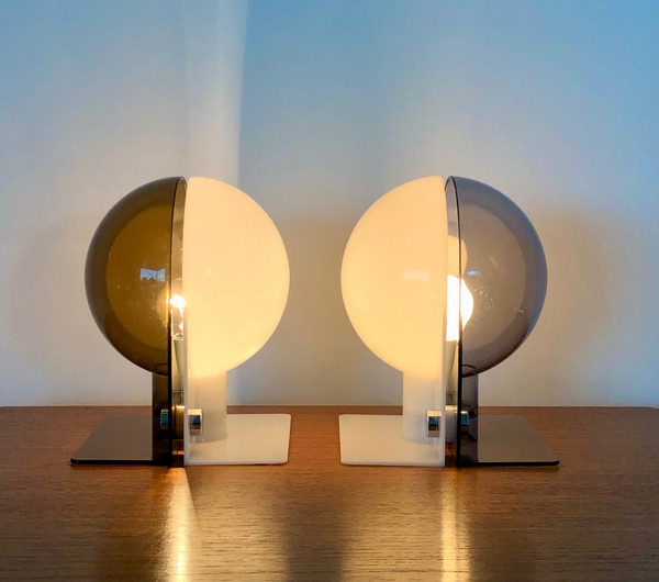 Lampada SIRIO bianco-grigia di Brazzoli & Lampa per Guzzini, Italia anni '70