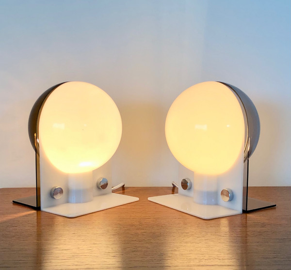 Lampada SIRIO bianco-grigia di Brazzoli & Lampa per Guzzini, Italia anni '70