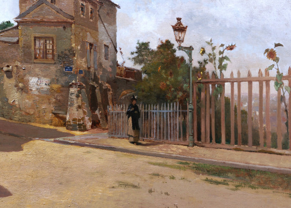 Jean d'ALHEIM, Femme à l'ombrelle cheminant à Montmartre