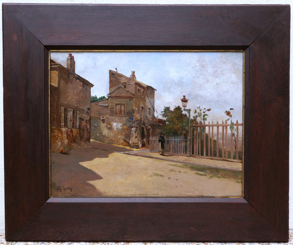 Jean d'ALHEIM, Femme à l'ombrelle cheminant à Montmartre