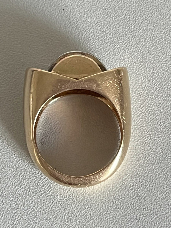 5385 - Anello con serbatoio in oro rosa e platino con rubino