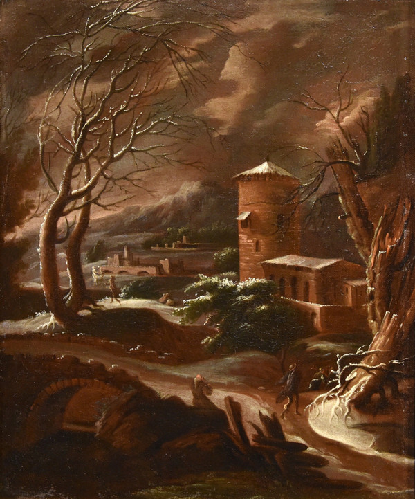 Winterlandschaft, Francesco Foschi (Ancona, 1710 - Rom, 1780) Zuschreibbar