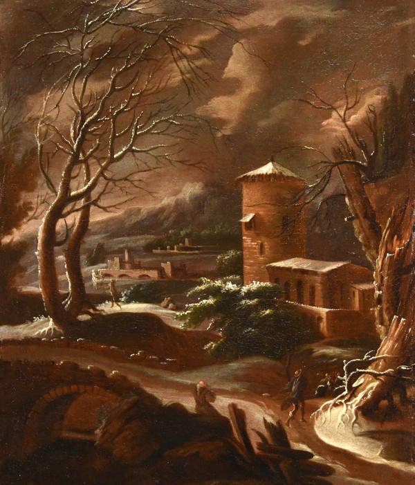 Winterlandschaft, Francesco Foschi (Ancona, 1710 - Rom, 1780) Zuschreibbar