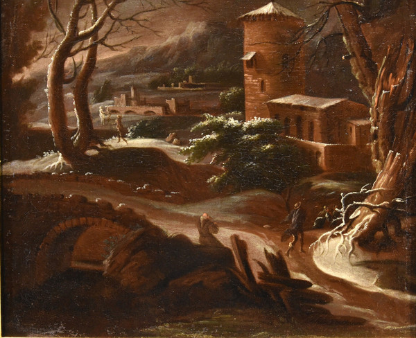 Winterlandschaft, Francesco Foschi (Ancona, 1710 - Rom, 1780) Zuschreibbar