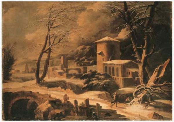 Winterlandschaft, Francesco Foschi (Ancona, 1710 - Rom, 1780) Zuschreibbar