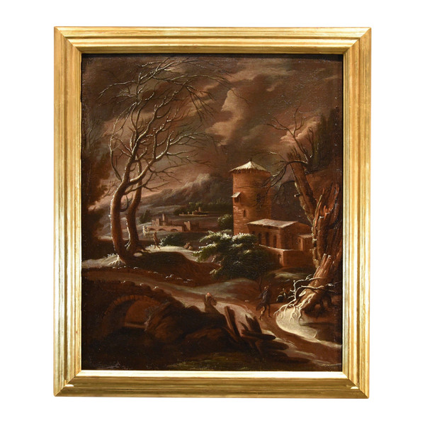 Winterlandschaft, Francesco Foschi (Ancona, 1710 - Rom, 1780) Zuschreibbar