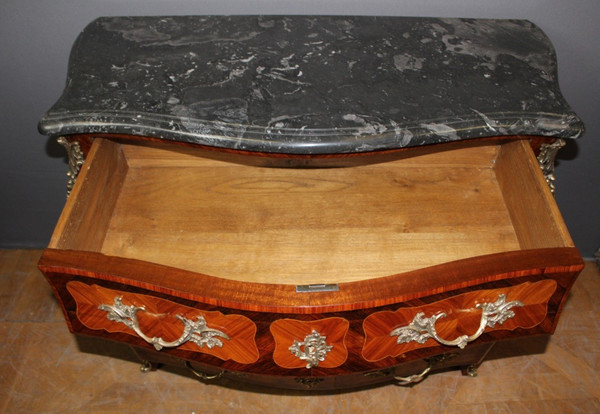 Cassettiera in stile Luigi XV intarsiata