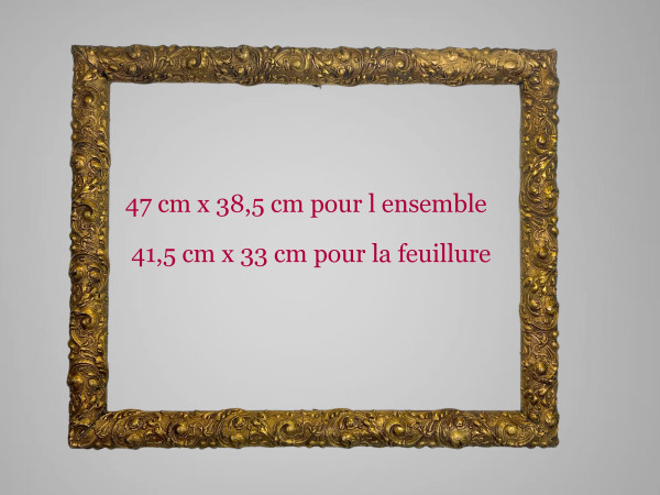 ANCIENT 19th CENTURY FRAME IN WOOD AND GILDED STUC FOR PAINTING 41.5 CM X 33 CM
