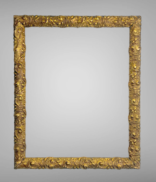 ANCIENT 19th CENTURY FRAME IN WOOD AND GILDED STUC FOR PAINTING 41.5 CM X 33 CM