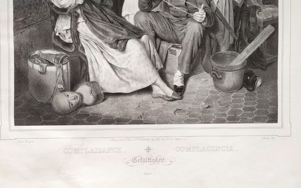 Scene De Genre Selbstgefälligkeit Lithographie Durch Lafosse 9.