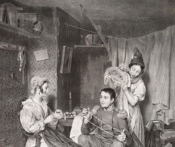Scene De Genre Selbstgefälligkeit Lithographie Durch Lafosse 9.