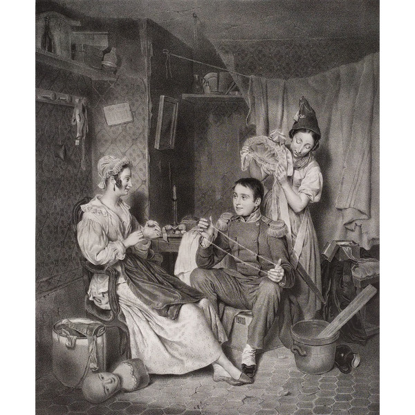 Scene De Genre Selbstgefälligkeit Lithographie Durch Lafosse 9.