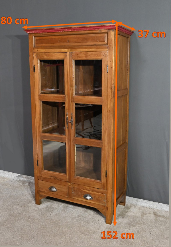 Vetrinetta in teak massiccio, India - Inizio XX secolo