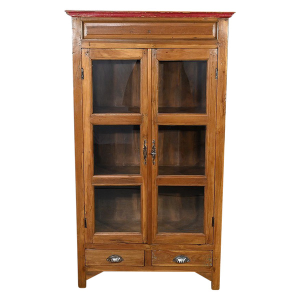 Vetrinetta in teak massiccio, India - Inizio XX secolo