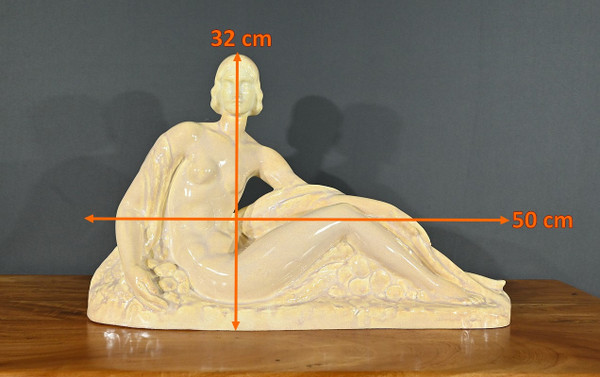 Scultura Art Déco "Giovane donna tra i fiori", Odyv, Manifattura Berlot-Mussier - 1930