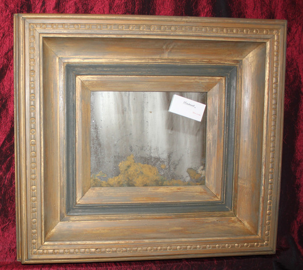 Coppia di dipinti di paesaggi astratti, specchi, 50 X 54 Cm