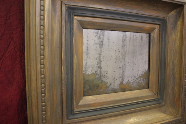 Coppia di dipinti di paesaggi astratti, specchi, 50 X 54 Cm