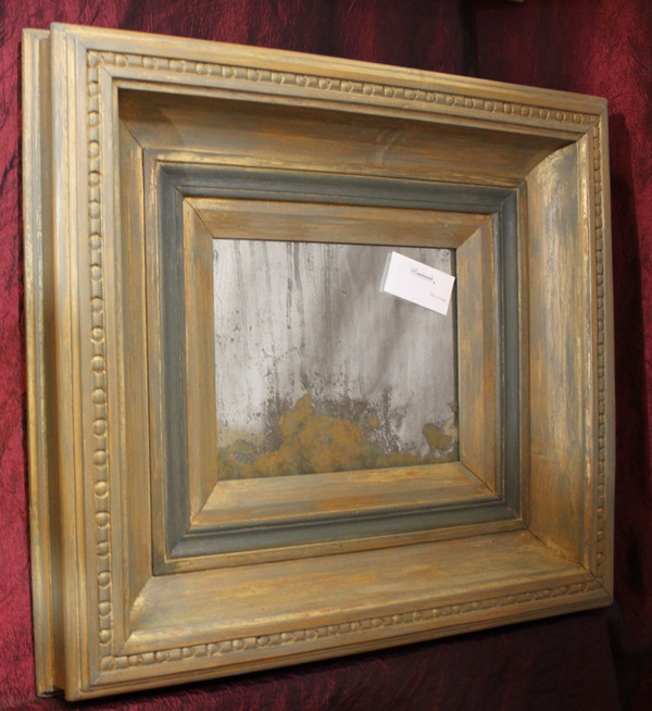 Coppia di dipinti di paesaggi astratti, specchi, 50 X 54 Cm