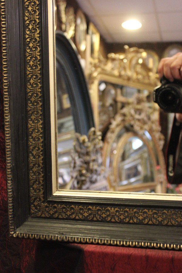 69 X 80 Cm, Miroir Rectangle Napoléon III, Noir Et Or 