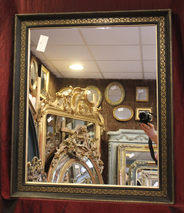 69 X 80 Cm, Miroir Rectangle Napoléon III, Noir Et Or 