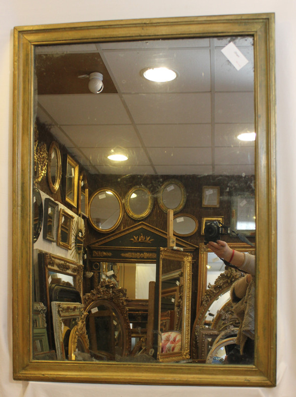 Antique Rectangle Mirror, Green Patina, Mercury Ice, 71 X 97 Cm