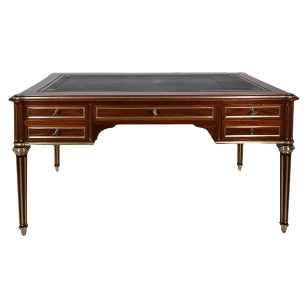 Bureau Plat à Tirettes Style Louis XVI Fin XIXe Siècle