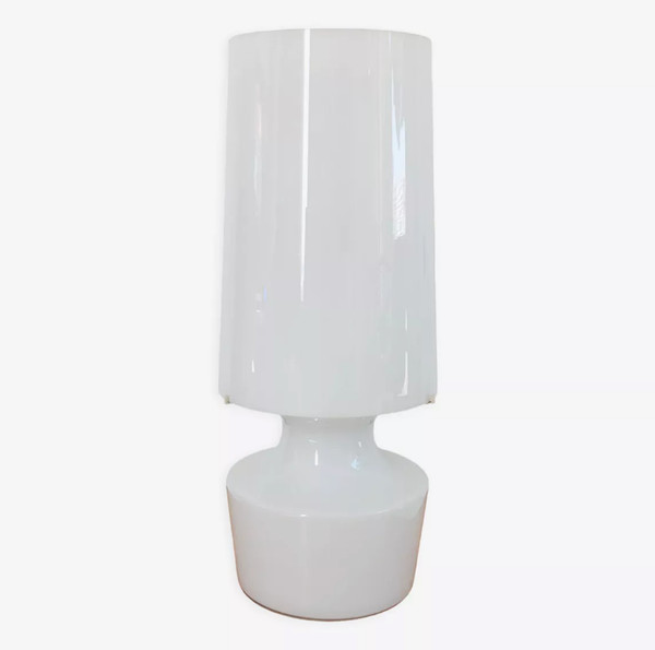 Lampada da soggiorno in vetro bianco, Italia, anni '60