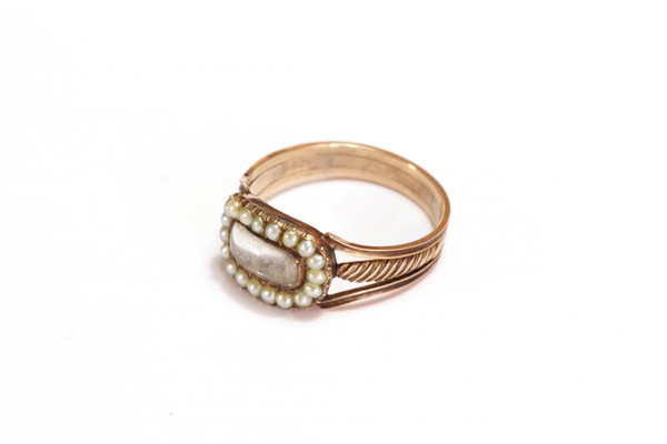 Bague ancienne perles en or rose 10 karats, bague de sentiment, Elisabeth, bague d'homme