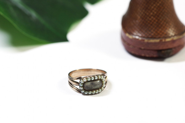 Bague ancienne perles en or rose 10 karats, bague de sentiment, Elisabeth, bague d'homme