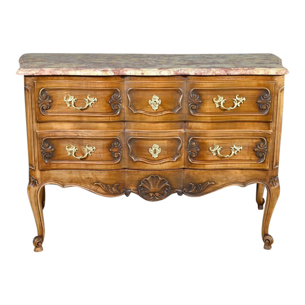 Commode Sauteuse Arbalète en Noyer, style Louis XV – Début XXe
