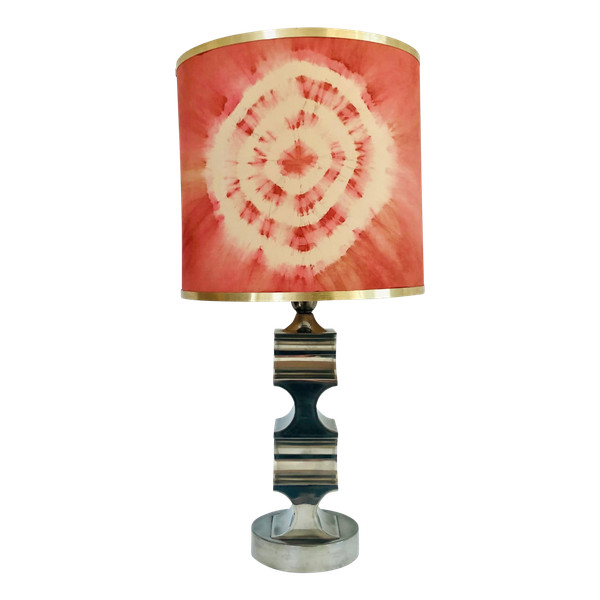 Lampe de salon vintage base en étain, Italie années 60