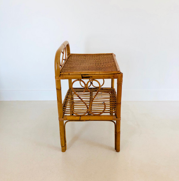Table d'appoint en rotin, Italie années 60