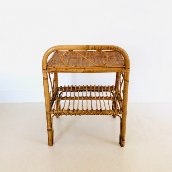 Table d'appoint en rotin, Italie années 60