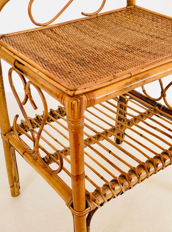Table d'appoint en rotin, Italie années 60