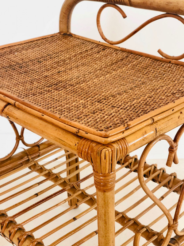 Table d'appoint en rotin, Italie années 60