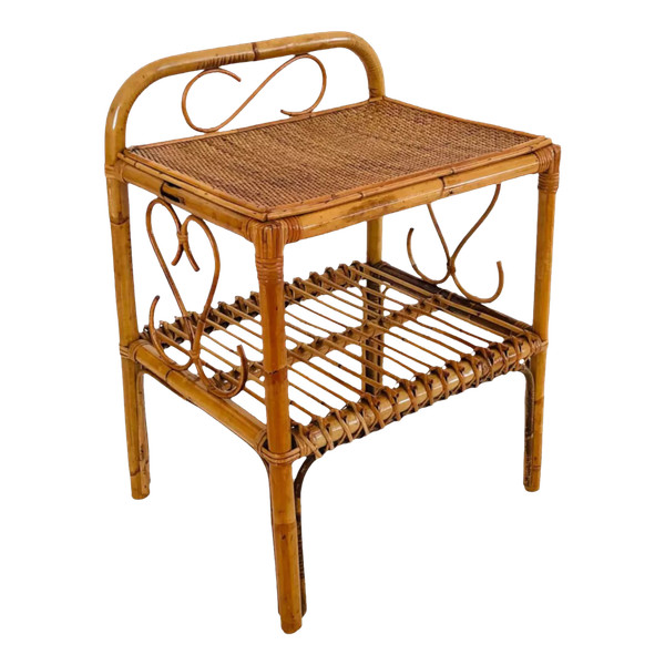 Table d'appoint en rotin, Italie années 60