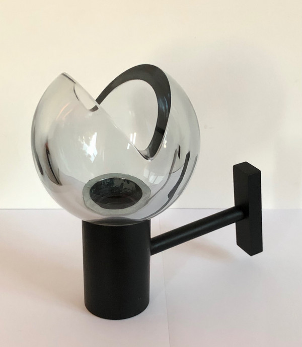 Grey Murano glass wall lamp by Flavio Poli for Seguso, Italy 1970s