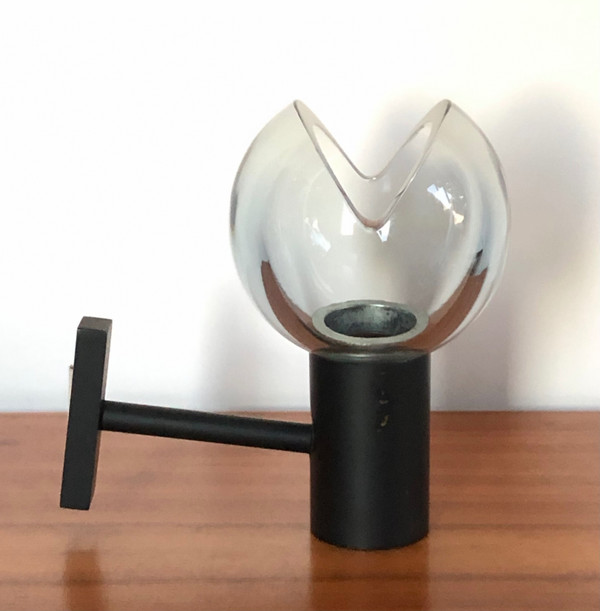 Grey Murano glass wall lamp by Flavio Poli for Seguso, Italy 1970s