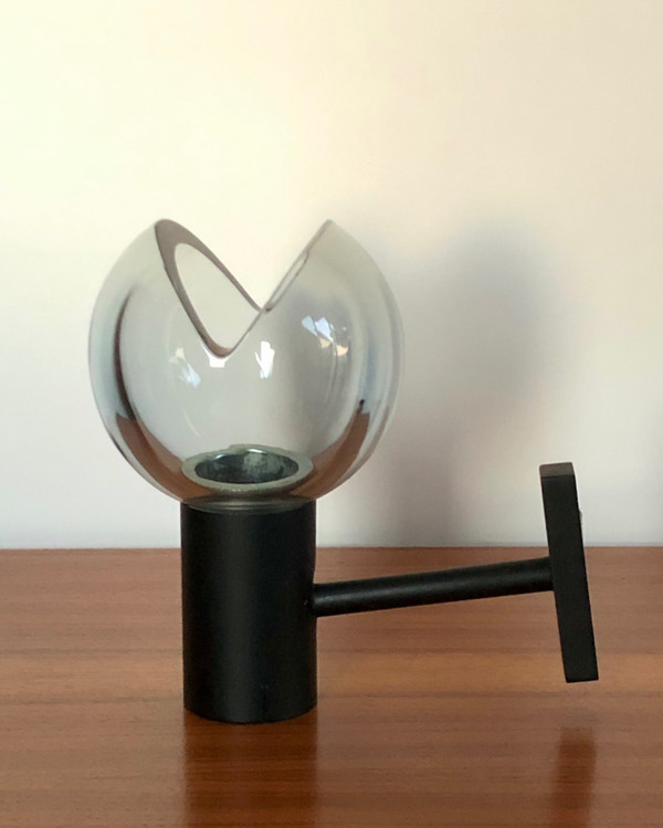 Grey Murano glass wall lamp by Flavio Poli for Seguso, Italy 1970s