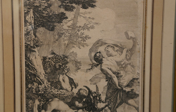 Engraving, Michel Dorigny  Bacchanal  17th century 