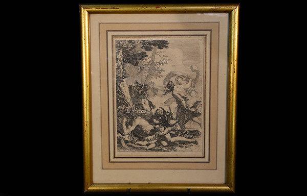 Engraving, Michel Dorigny  Bacchanal  17th century 