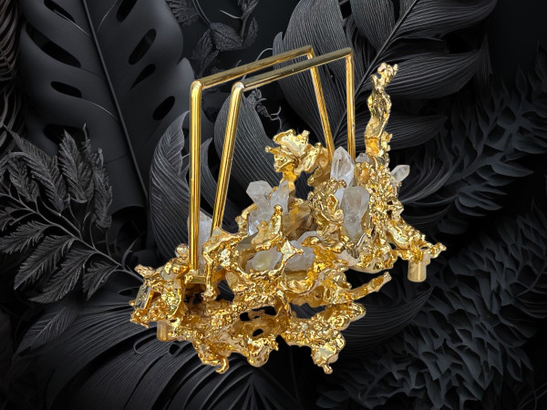 MAIL HOLDER BY CLAUDE VICTOR BOELTZ IN GILT BRONZE AND ROCK CRYSTAL