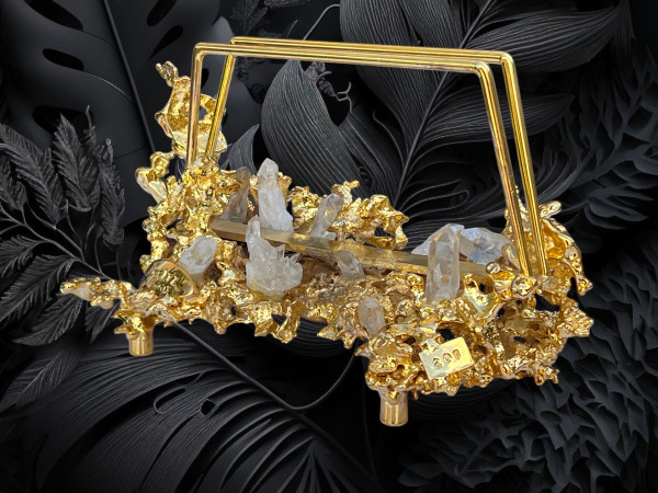 MAIL HOLDER BY CLAUDE VICTOR BOELTZ IN GILT BRONZE AND ROCK CRYSTAL